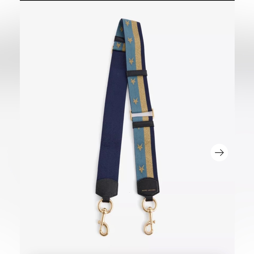 Marc Jacobs Stars and Stripes Navy Blue Gold Webbing Strap